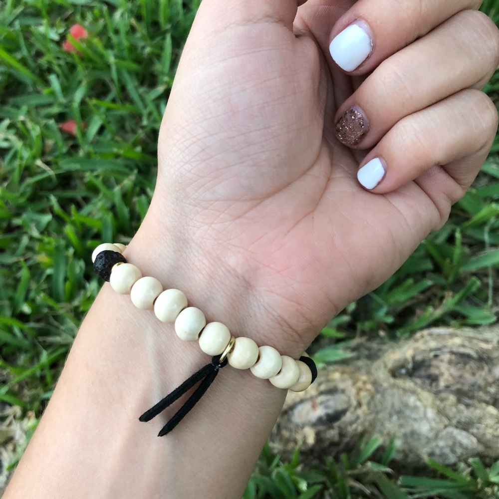 Gemstone wood diffuser aromatherapy bracelet lava - Picture 3 of 8